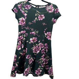 dex  women floral  dress, size xl,  short sleeve, color dark green